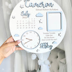 New Baby Photo Frame Plaque in white wood with cute animal design