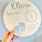 Wooden & Acrylic New Baby Birth Plaque with pastel colors and engraved details