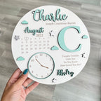 New Baby Birth Plaque in natural wood with engraved birth details