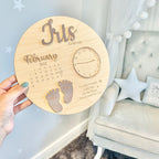Wooden and acrylic new baby birth plaque with pastel colors and decorative details