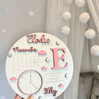 New Baby Birth Plaque wooden with pastel colors and birth details