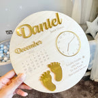 Wooden & Acrylic New Baby Birth Plaque with pastel colors and floral design