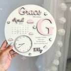 Wooden New Baby Birth Plaque in pastel colors, celebrating a newborn's arrival