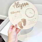 Wooden and acrylic new baby birth plaque in pastel colors with engraved details