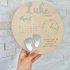 Wooden & Acrylic New Baby Birth Plaque in pastel colors with floral design
