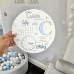 New Baby Birth Plaque in natural wood with engraved details