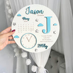 New Baby Birth Plaque in wood featuring baby's name and birth details