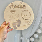 Wooden and acrylic new baby birth plaque with pastel colors