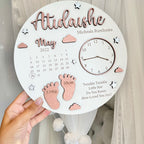 New Baby Birth Plaque in light wood with engraved details