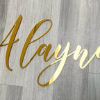Acrylic name sign in clear material, custom design for home decor