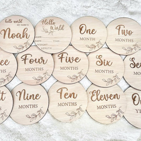 Milestone Discs set of 14 in various pastel colors for baby photo shoots